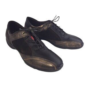 Ecco Womens Leather Cloud Tie Oxford Coffee/Bronze EU 42 US sz 11-11.5 EUC